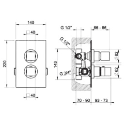 Фото Внешняя часть термостатического смесителя Gessi (20134#031) хром