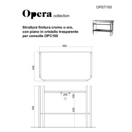 Cielo OPERA OPST100X металлическая консоль для раковины на 100 см, со стеклянной полкой (хром)