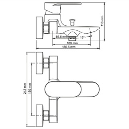 Фото Смеситель WasserKRAFT Elbe 7401 для ванны и душа с коротким изливом, черный