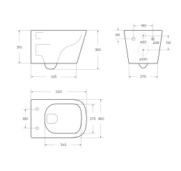Чаша подвесного унитаза BelBagno ARDENTE-C BB3202CHR-MB