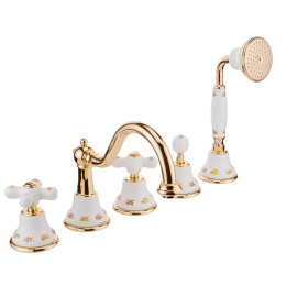 Фото Migliore Provance 19480 Смеситель на борт ванны, на 5 отв, бел. с декором/золото