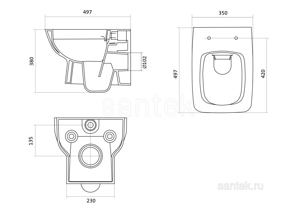 ПЭК Santek Нео 1WH501758 подвесная чаша rimless + инсталляция + сиденье Slim, SoftClose +панель бела