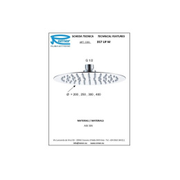 Фото Remer 357UFM25NOX Душевая головка с шарнирным соединением, 25 см черный матовый