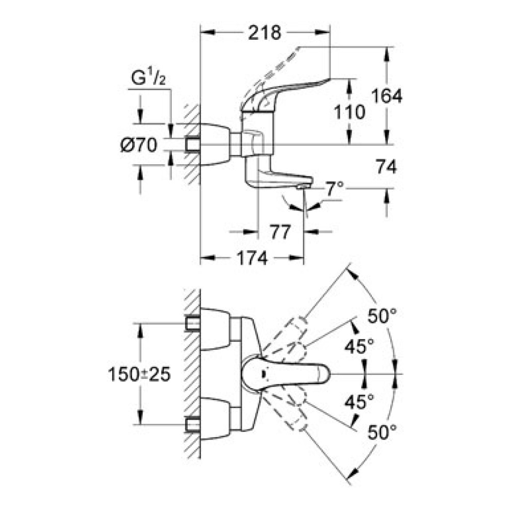 Grohe Euroeco Special 32768000 Смеситель для раковины, настенный