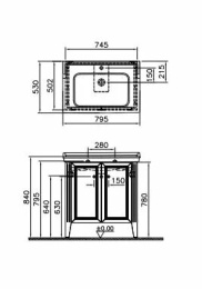 Тумба с раковиной Vitra Valarte (62154) серый