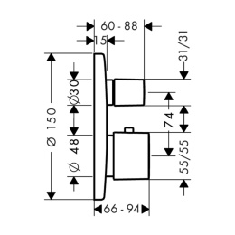 Фото Термостат 31573000 Hansgrohe для ванны Ecostat E