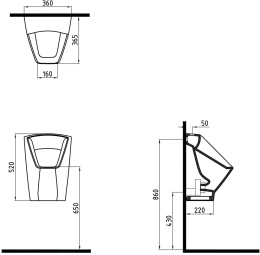 Писсуары настенные Писсуар Bien Neptun NPPS05201VSUW3000 подвесной, с внешним подводом воды