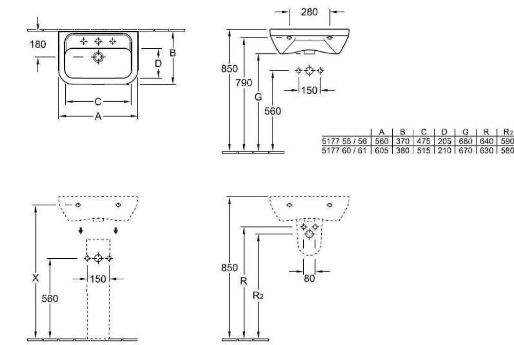 Фото Раковина 51775701 VILLEROY&BOCH Omnia architectura, 560х370 мм