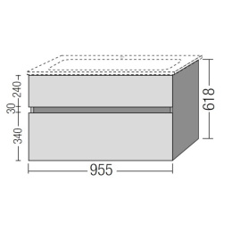 Villeroy&Boch Verity Line B66000VD Подвесная тумба под раковину с двумя ящиками, ширина 95,5 см, пес