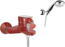 Смеситель Fiore Kevon Chic 81RX8150 для ванны, с душевым гарнитуром, красный/хром