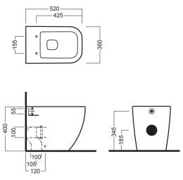 Унитаз приставной Hatria Bianca (Y1VA01)