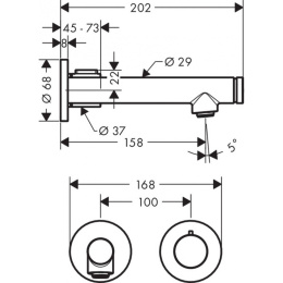 Смеситель для раковины Axor Uno 45112930 с кнопкой Select, латунь