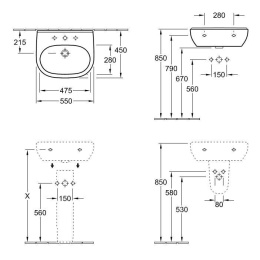 Раковина 51605501 VILLEROY&BOCH O'NOVO, 550х450 мм