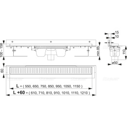 Водоотводящий желоб AlcaPlast (APZ1004-550)