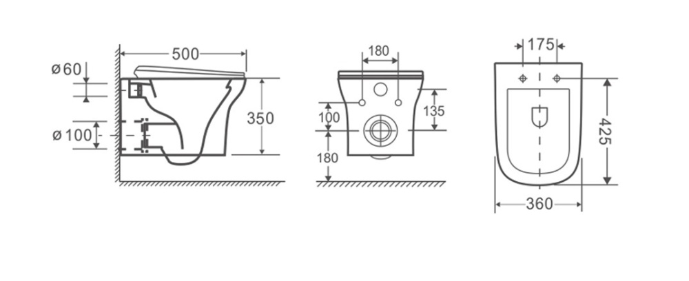 Унитаз подвесной безободковый Cerutti AMI Aria CT8780 (500x360x350)