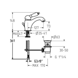Смеситель для раковины 2746/27C0cr Orta GATTONI