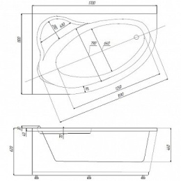 Акриловая ванна 170x110 Aquatek (FID170-0000005), асимметричная