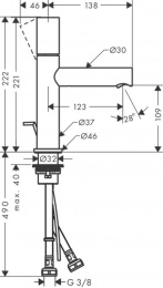 Фото Смеситель для раковины Axor Uno 45001930 с донным клапаном, полированная латунь