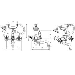Смеситель для ванны Boheme Crystal (293-CRST) золото