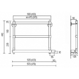 Полотенцесушитель электрический Margaroli Sole 540-3 BOX 5404703CRNB, высота 44 см, ширина 57 см, хр
