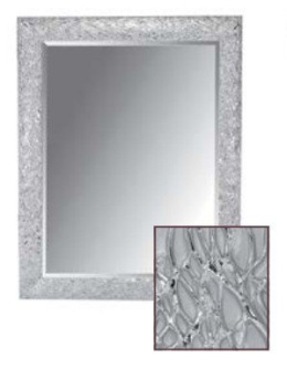 Зеркало LINEA 75х95 рельефная резная рама из массива дерева, комбинированный цвет серебро