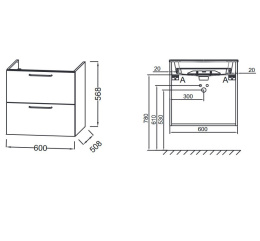 Тумба под раковину Jacob Delafon Odeon Rive Gauche 60 см, EB2520-R5-N18, цвет белый, ручки хром