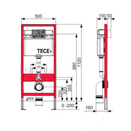 Инсталляция Tece с унитазом Vitra S20 5507B003-0101, сиденье микролифт Vitra S20 (9400005/5507B003-0