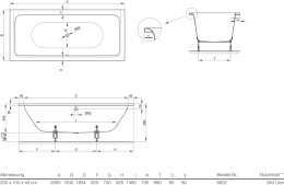 Фото Ванна стальная Bette Free 6832-000+PLUS 200x100 шумоизоляция, антигрязевое покрытие