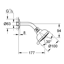 Grohe Tempesta 26089001 Душ верхний, 4 вида струи