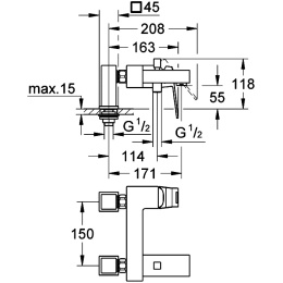 Grohe Eurocube 23143000 Смеситель для ванны, на бортик