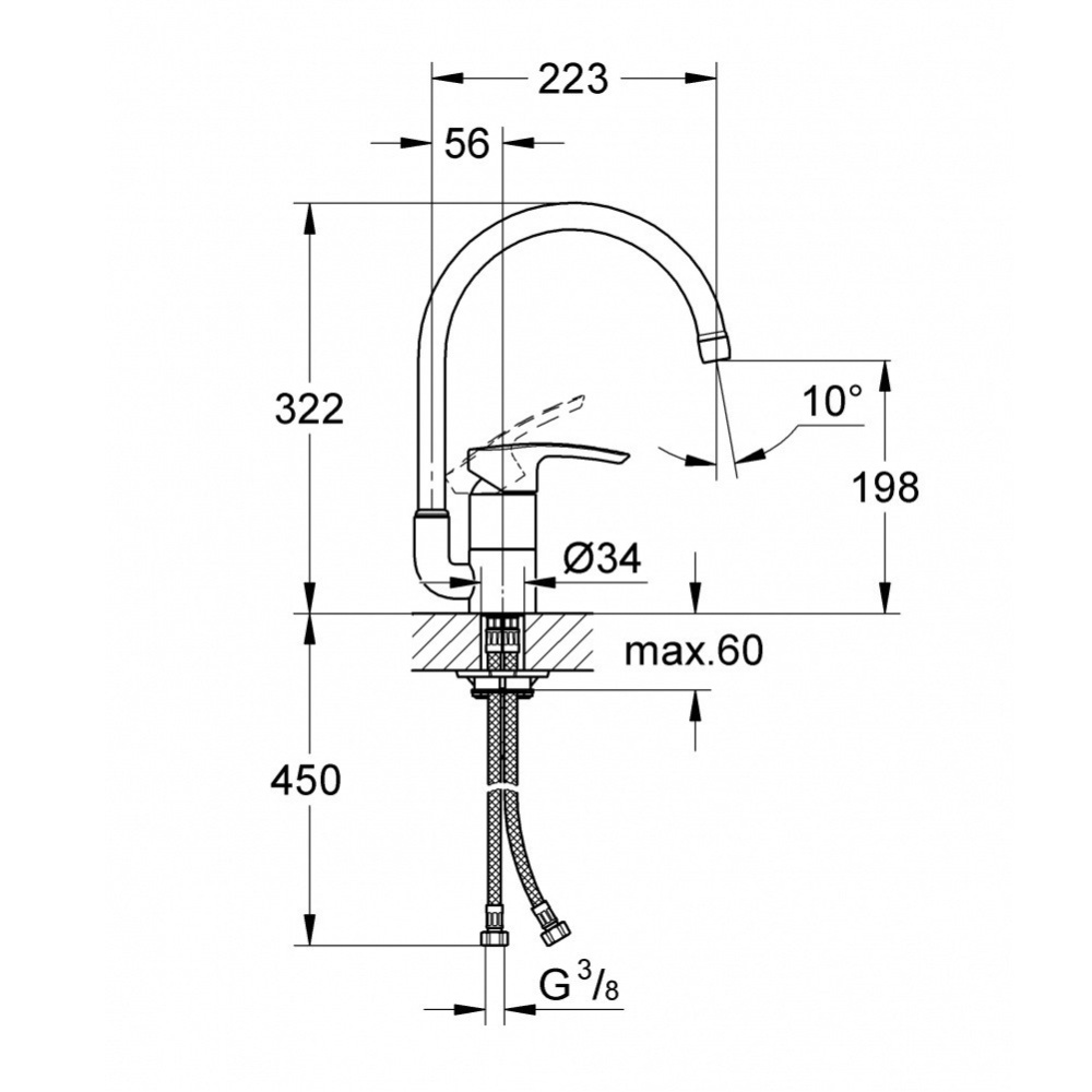 GROHE Eurostyle 32543001 смеситель для кухни (хром)