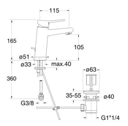 Cristina Euromade EM22251 Смеситель для раковины