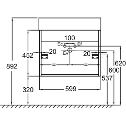 Тумба под раковину Jacob Delafon Vivienne 60 EB1666-J5-J5 подвесная Белая глянцевая