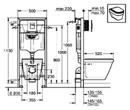 Grohe Rapid SL 39186000 Комплект инсталляция и унитаз подвесной стандартные, цвет унитаза: белый