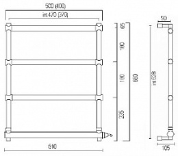 Полотенцесушитель электрический Margaroli Sole 542 5424704OBNC, высота 66 см, ширина 51 см, старая б