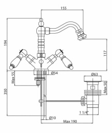 Смеситель Cezares FIRST-BS2-01-Bi для биде, хром, ручки белые