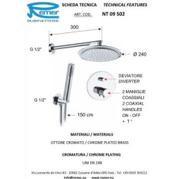 Душевая система Remer Elegance NT09S02 термостатическая