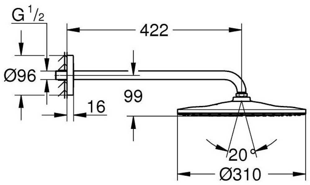Верхний душ GROHE Rainshower Mono 310 phantom black (22121KF0)
