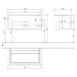 Тумба с раковиной Legato B222L0E8+4153A2R1