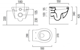 Унитаз GSI Classic 55 8712FR211 белый глянцевый