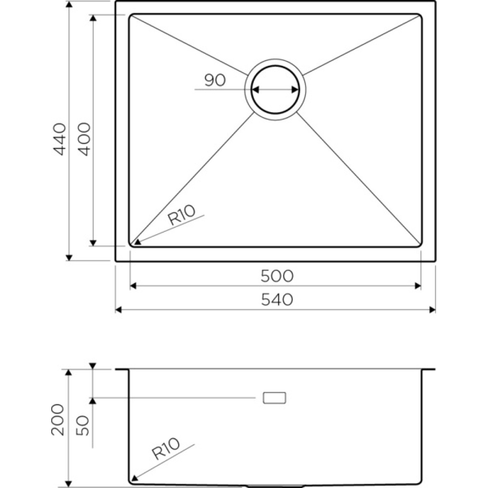 Кухонная мойка Omoikiri Taki 54-U (4973107) вороненая сталь