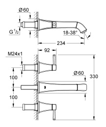 Фото Grohe Grandera 20415000 Смеситель для раковины, настенный встраиваемый