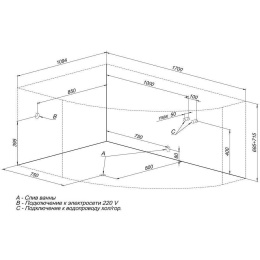 Акриловая ванна 170x110 Aquanet (00243767), асимметричная