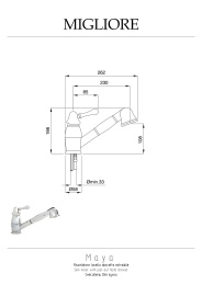 Фото Migliore Maya 18273 Смеситель для кухни, c выдвижной лейкой, золото