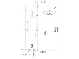 Душевая стойка с термост Mamoli Shower Systems 382708220021 смесителем верхним и ручным душем, Хром