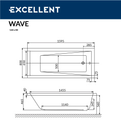 Акриловая ванна 160x80 Excellent (WAEX.WAV160.80WH), прямоугольная