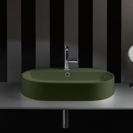Фото Kerasan Ciotola 028511*1 Раковина-чаша 65х40хh12см, с 1 отверстием, с переливом, цвет: Verde muschio