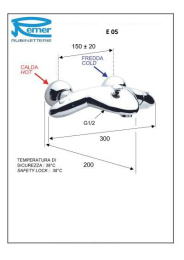 Фото Смеситель для ванной термостатический с коротким изливом и кнопкой безопасности REMER RR E05