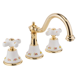 Фото Migliore Provance 19483 Смеситель для раковины на 3 отв, "click-clack", бел. с декором/золото