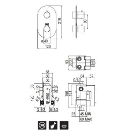 NOBILI Plus PL00102CR_WE00102 Термостат для душа (хром)